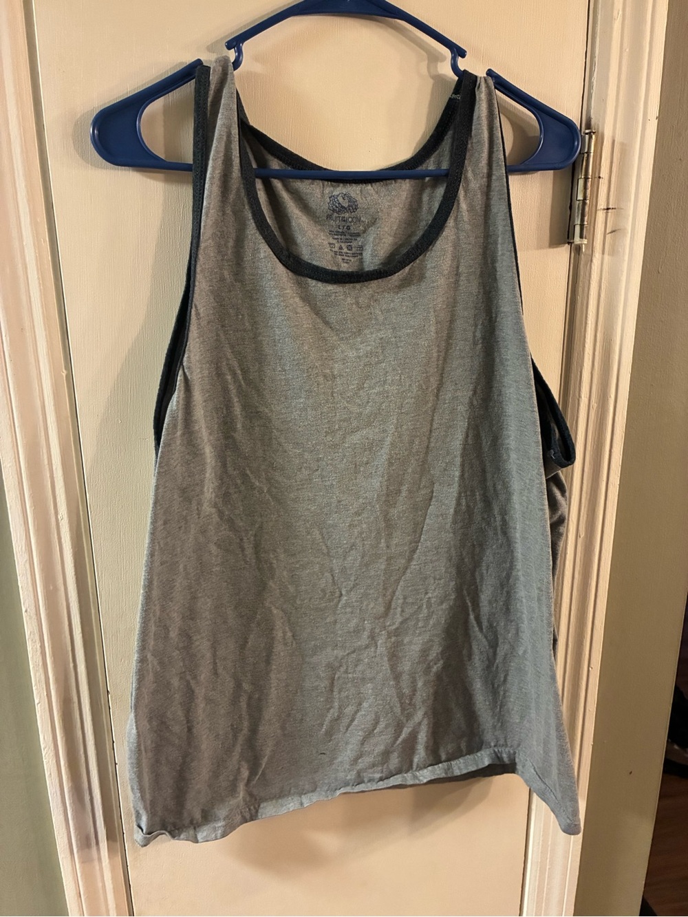 Fruit of the Loom Men's Tank Top Gray, Size L With Dark Trim
